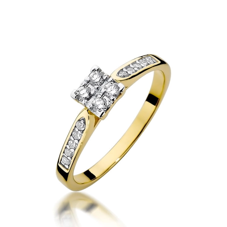 Pierścionek zaręczynowy z żółtego złota z diamentami 0,16ct Fire Of Love BW-402