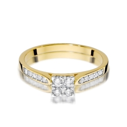 Pierścionek zaręczynowy z żółtego złota z diamentami 0,16ct Fire Of Love BW-402