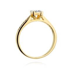 Pierścionek zaręczynowy z żółtego złota z diamentami 0,16ct Fire Of Love BW-402