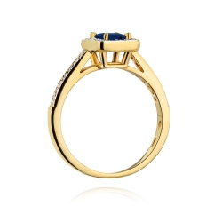 Pierścionek zaręczynowy z żółtego złota z szafirem i diamentami 0,19ct Fire Of Love BW-403-szafir