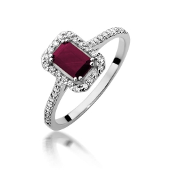 Pierścionek zaręczynowy z białego złota z rubinem i diamentami 0,19ct Fire Of Love BW-403-rubin-b