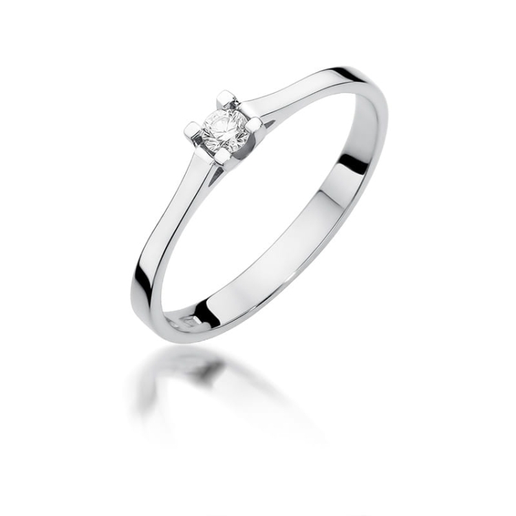Pierścionek zaręczynowy z białego złota z diamentem 0,09ct Fire Of Love BW-407-b