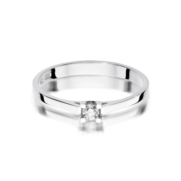 Pierścionek zaręczynowy z białego złota z diamentem 0,09ct Fire Of Love BW-407-b