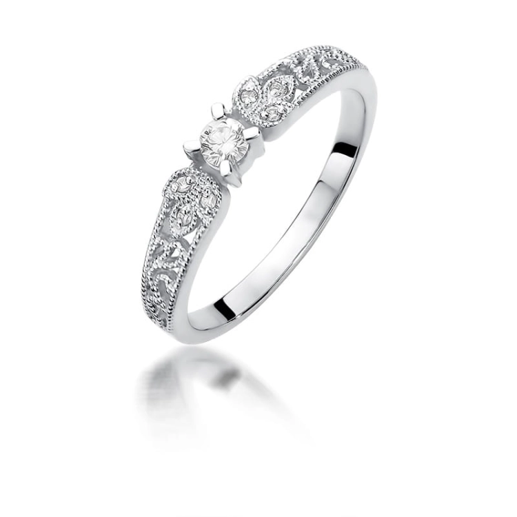 Pierścionek zaręczynowy z białego złota z diamentami 0,13ct Fire Of Love BW-411-b