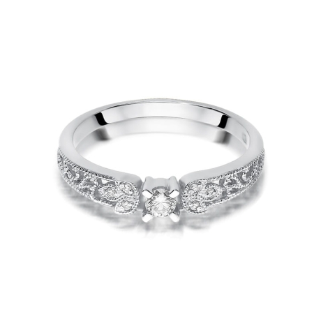 Przejdź do produktu Pierścionek zaręczynowy z białego złota z diamentami 0,13ct Fire Of Love 