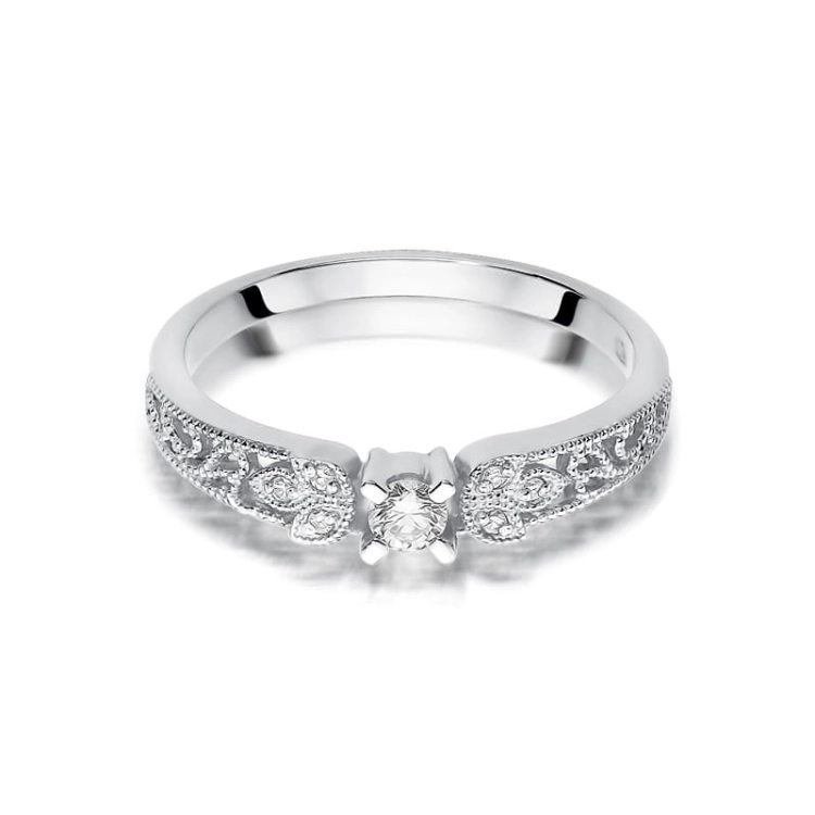 Pierścionek zaręczynowy z białego złota z diamentami 0,13ct Fire Of Love BW-411-b