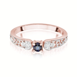 Pierścionek zaręczynowy z różowego złota z szafirem i diamentami 0,03ct Fire Of Love BW-411-szafir-r