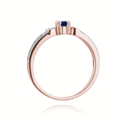 Pierścionek zaręczynowy z różowego złota z szafirem i diamentami 0,03ct Fire Of Love BW-411-szafir-r