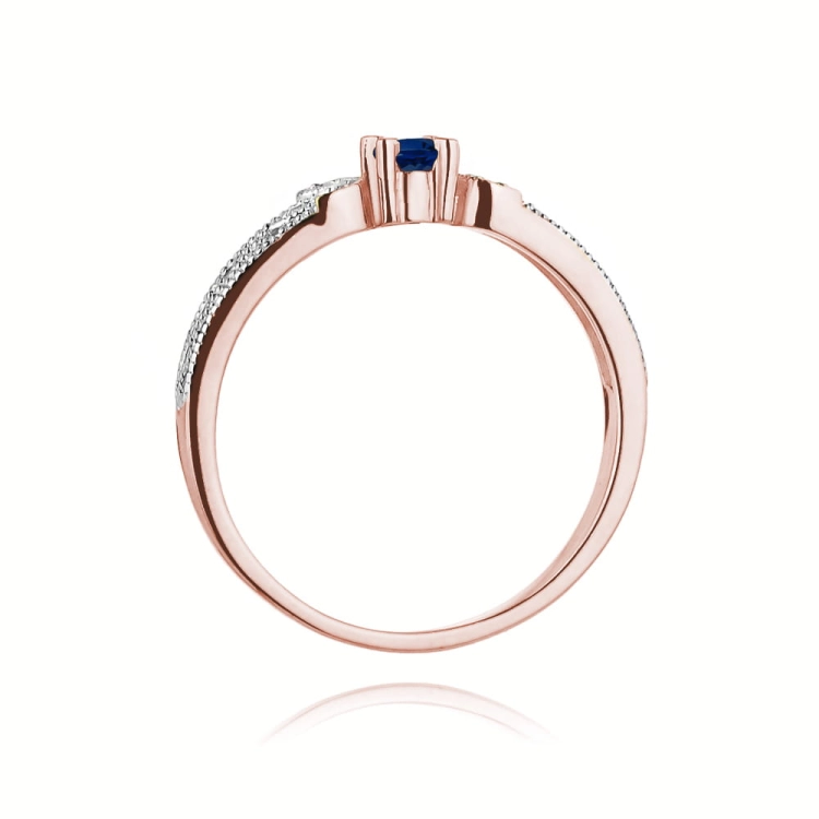 Pierścionek zaręczynowy z różowego złota z szafirem i diamentami 0,03ct Fire Of Love BW-411-szafir-r