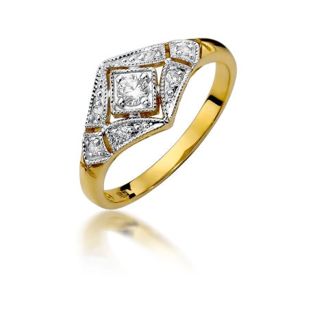 Przejdź do produktu Pierścionek zaręczynowy z żółtego złota z diamentami 0,19ct Fire Of Love