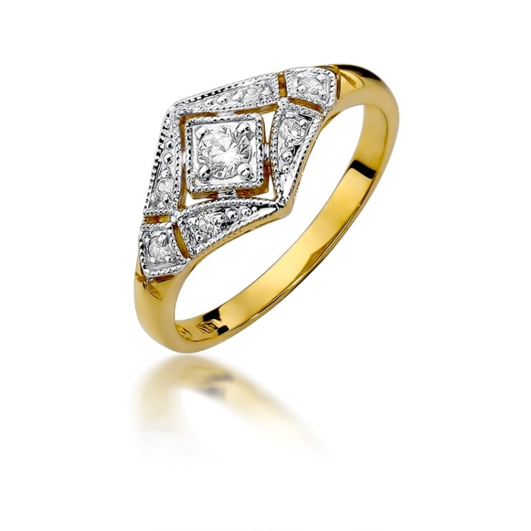 Pierścionek zaręczynowy z żółtego złota z diamentami 0,19ct Fire Of Love BW-412