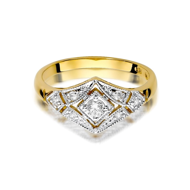 Pierścionek zaręczynowy z żółtego złota z diamentami 0,19ct Fire Of Love BW-412