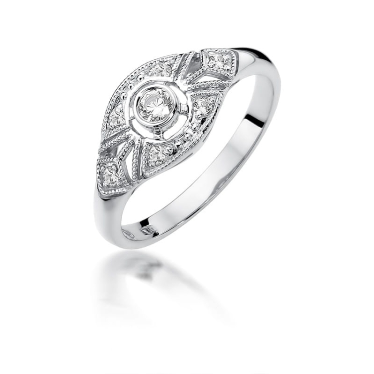Pierścionek zaręczynowy z białego złota z diamentami 0,19ct Fire Of Love BW-413-b