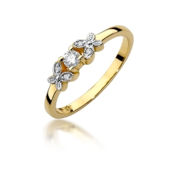Pierścionek zaręczynowy z żółtego złota z diamentami 0,12ct Fire Of Love BW-414