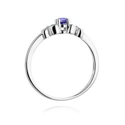 Pierścionek zaręczynowy z białego złota z tanzanitem i diamentami 0,02ct Fire Of Love BW-414-tanzanit-b
