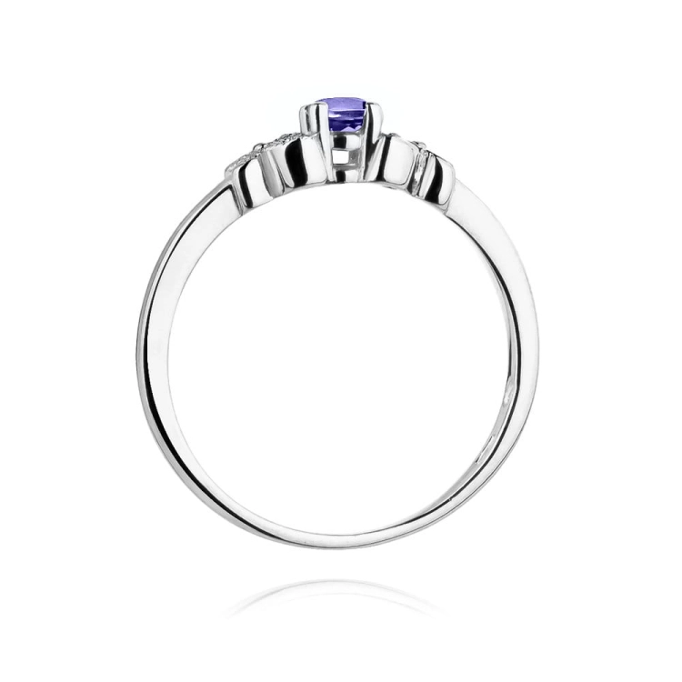 Pierścionek zaręczynowy z białego złota z tanzanitem i diamentami 0,02ct Fire Of Love BW-414-tanzanit-b