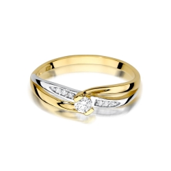 Pierścionek zaręczynowy z żółtego złota z diamentami 0,13ct Fire Of Love BW-415