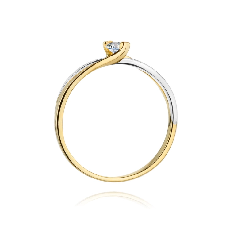Pierścionek zaręczynowy z żółtego złota z diamentami 0,13ct Fire Of Love BW-415