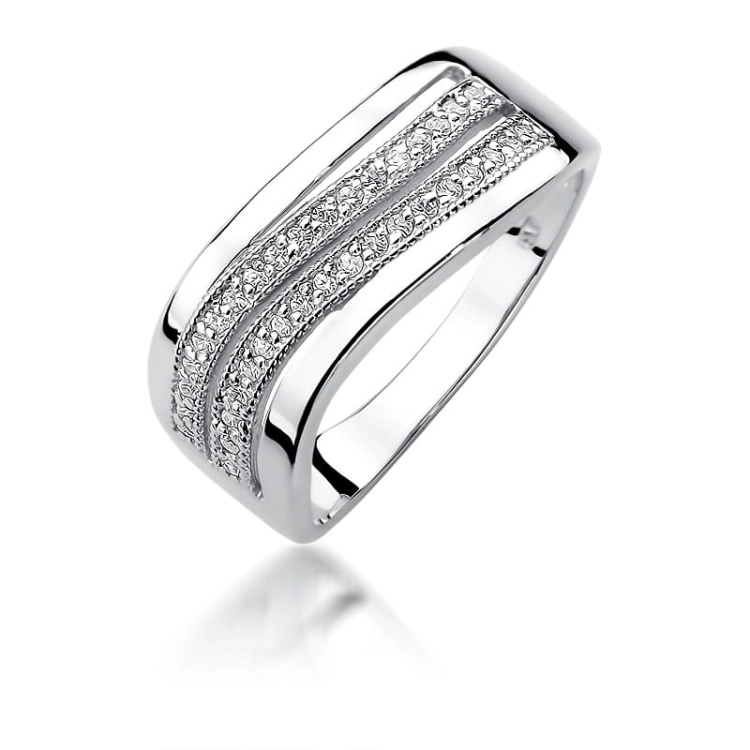 Pierścionek zaręczynowy z białego złota z diamentami 0,18ct Fire Of Love BW-416-b
