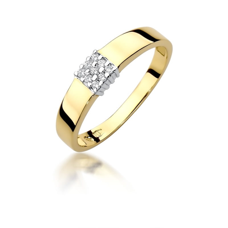 Pierścionek zaręczynowy z żółtego złota z diamentami 0,05ct Fire Of Love BW-417