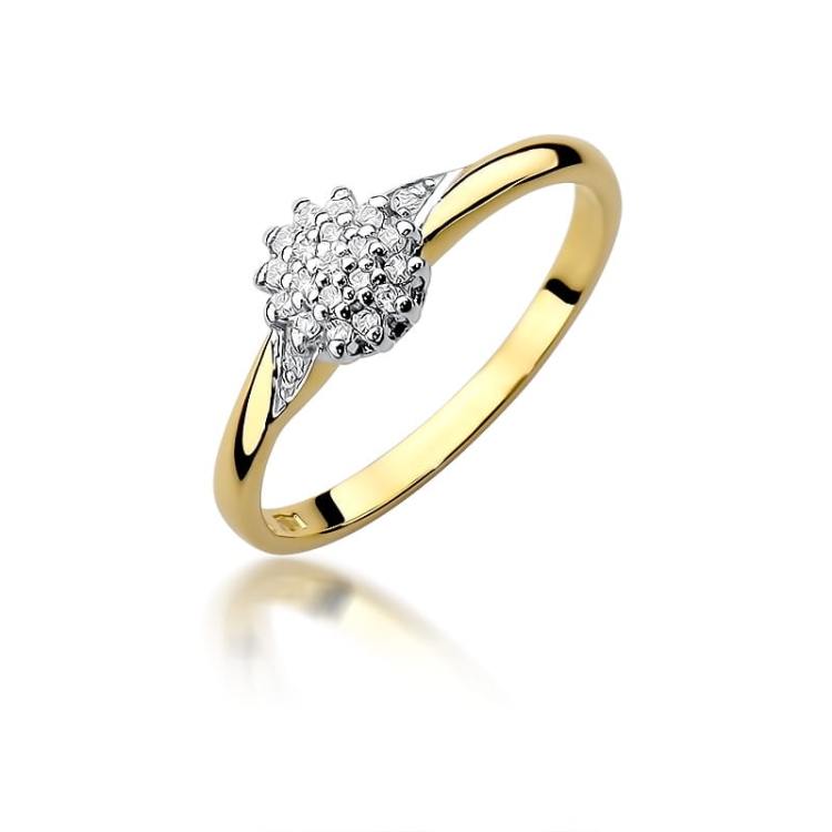 Pierścionek zaręczynowy z żółtego złota z diamentami 0,11ct Fire Of Love BW-419