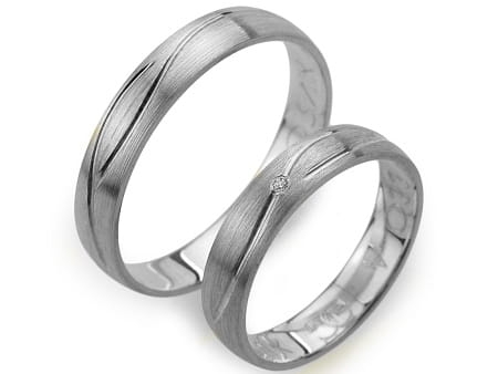 Obrączki ślubne z białego złota półokrągłe z cyrkonią 4mm Always  A033-b
