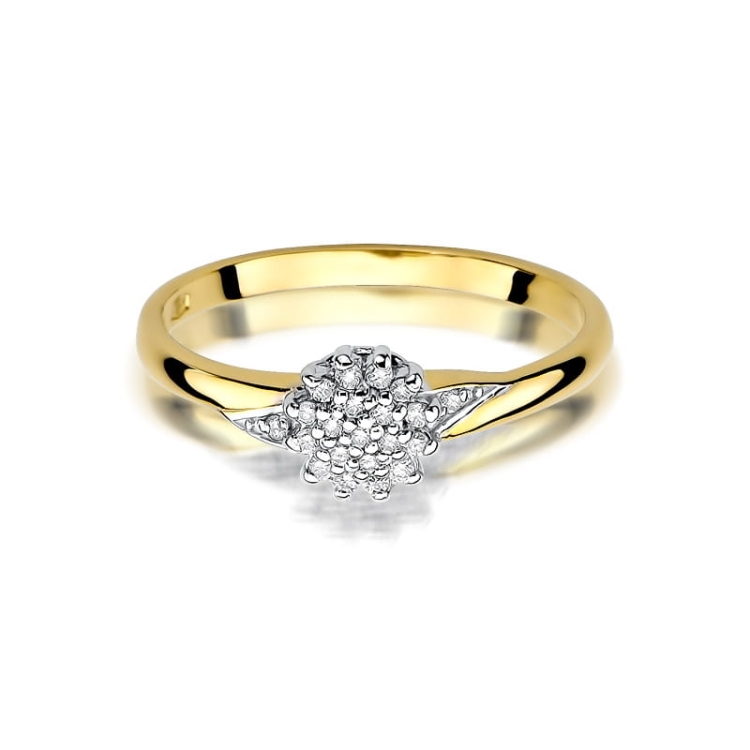 Pierścionek zaręczynowy z żółtego złota z diamentami 0,11ct Fire Of Love BW-419