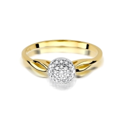 Pierścionek zaręczynowy z żółtego złota z diamentami 0,12ct Fire Of Love BW-421