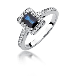 Pierścionek zaręczynowy z białego złota z szafirem i diamentami 0,22ct Fire Of Love BW-422-szafir-b