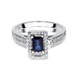 Pierścionek zaręczynowy z białego złota z szafirem i diamentami 0,22ct Fire Of Love BW-422-szafir-b