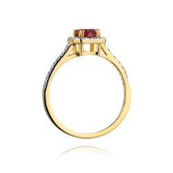 Pierścionek zaręczynowy z żółtego złota z rubinem i diamentami 0,22ct Fire Of Love BW-422-rubin