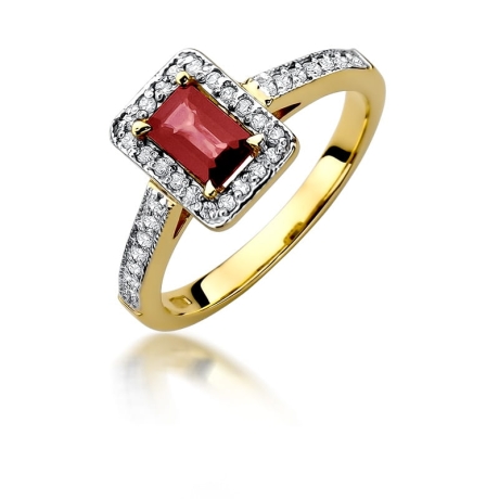 Przejdź do produktu Pierścionek zaręczynowy z żółtego złota z rubinem i diamentami 0,22ct Fire Of Love