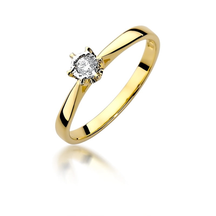Pierścionek zaręczynowy z żółtego złota z diamentem 0,05ct Fire Of Love BW-426