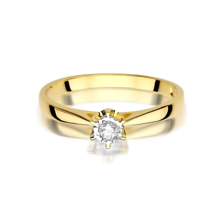 Przejdź do produktu Pierścionek zaręczynowy z żółtego złota z diamentem 0,05ct Fire Of Love