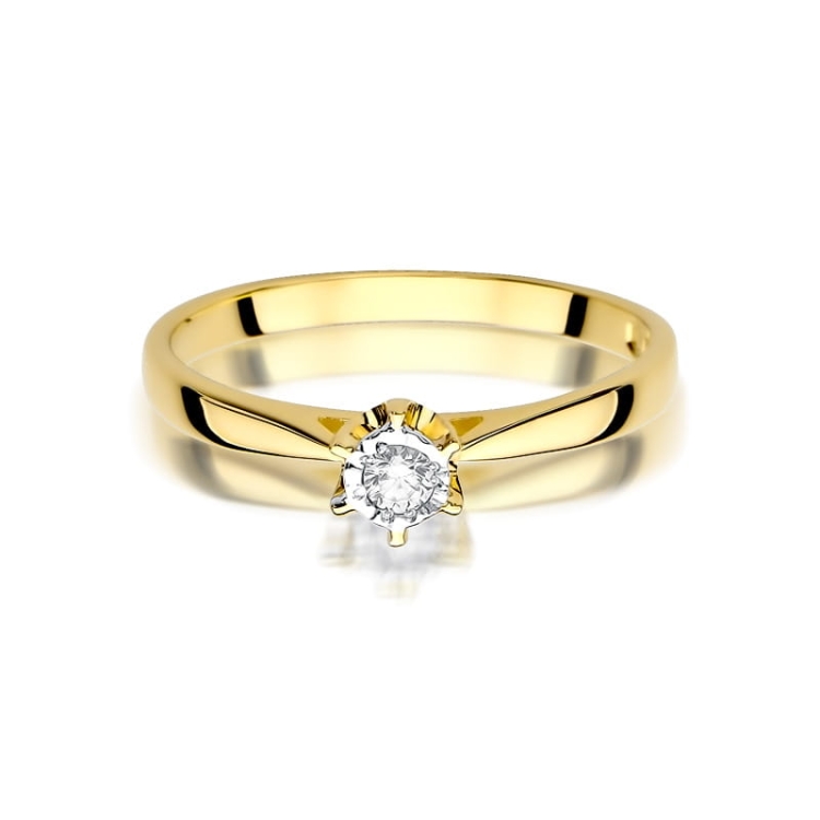 Pierścionek zaręczynowy z żółtego złota z diamentem 0,05ct Fire Of Love BW-426