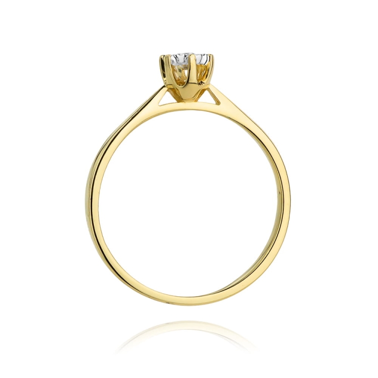Pierścionek zaręczynowy z żółtego złota z diamentem 0,05ct Fire Of Love BW-426