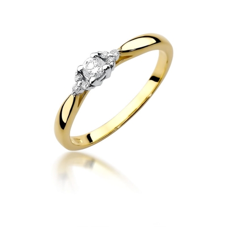 Przejdź do produktu Pierścionek zaręczynowy z żółtego złota z diamentami 0,13ct Fire Of Love 