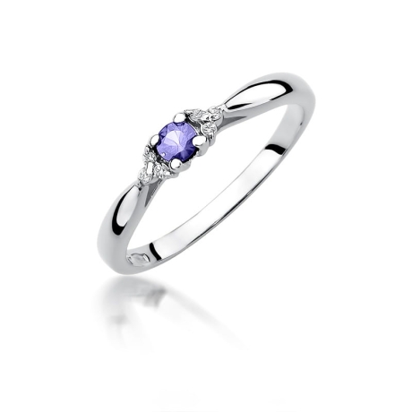 Przejdź do produktu Pierścionek zaręczynowy z białego złota z tanzanitem i diamentami 0,03ct Fire Of Love