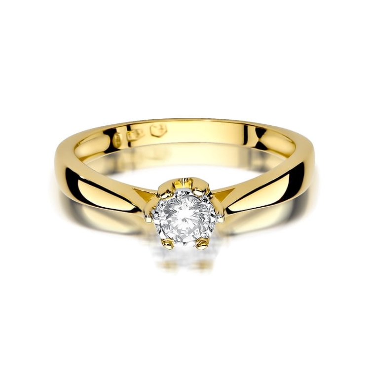 Pierścionek zaręczynowy z żółtego złota z diamentem 0,20ct Fire Of Love BW-429