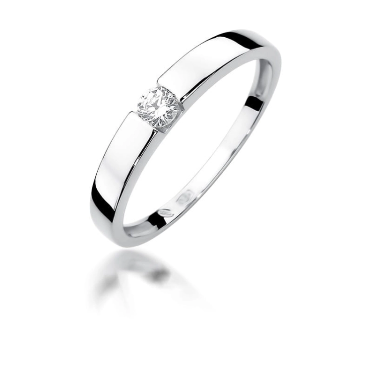 Pierścionek zaręczynowy z białego złota z diamentem 0,12ct Fire Of Love BW-432-b