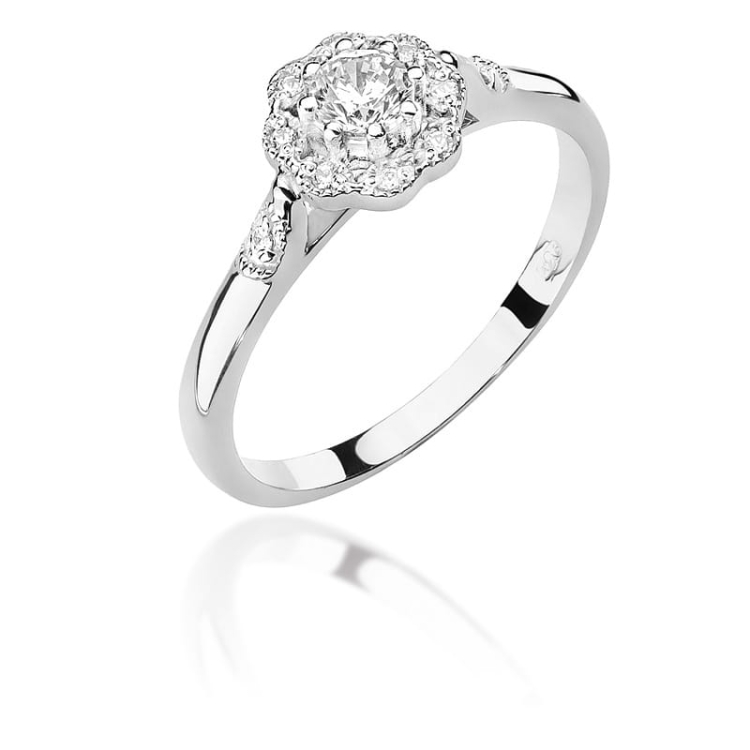Pierścionek zaręczynowy z białego złota z diamentami 0,28ct Fire Of Love BW-434-b