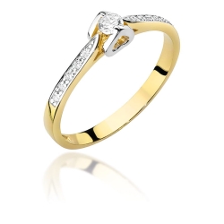 Pierścionek zaręczynowy z żółtego złota z diamentami 0,15ct Fire Of Love BW-435