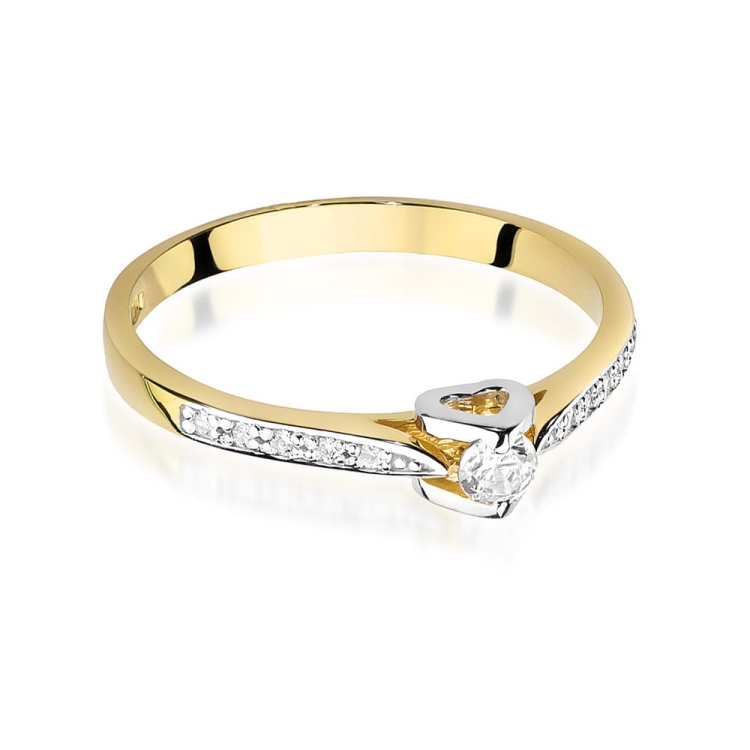 Pierścionek zaręczynowy z żółtego złota z diamentami 0,15ct Fire Of Love BW-435