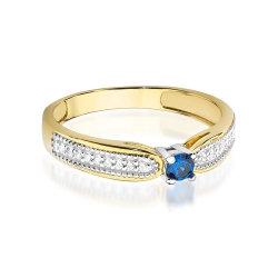 Pierścionek zaręczynowy z żółtego złota z szafirem i diamentami 0,09ct Fire Of Love BW-449-szafir