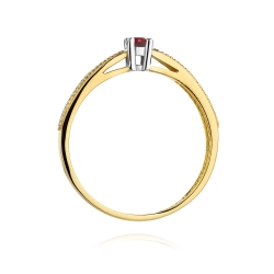 Pierścionek zaręczynowy z żółtego złota z rubinem i diamentami 0,09ct Fire Of Love BW-449-rubin