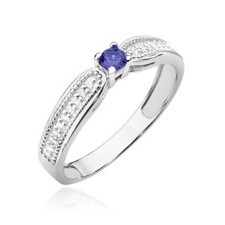 Przejdź do produktu Pierścionek zaręczynowy z białego złota z tanzanitem i diamentami 0,09ct Fire Of Love