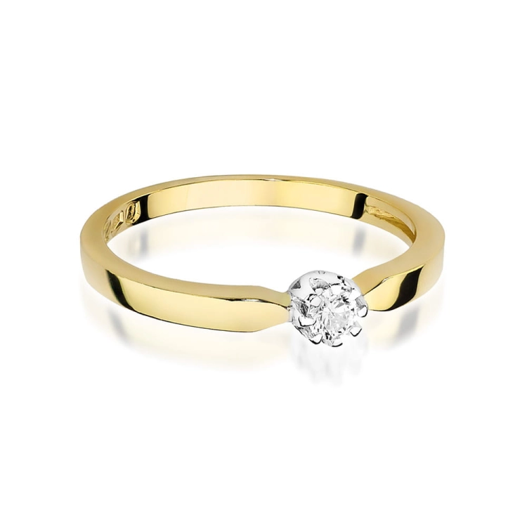 Pierścionek zaręczynowy z żółtego złota z diamentem 0,10ct Fire Of Love BW-450-0,10ct