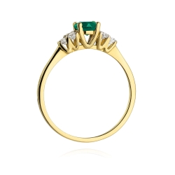 Pierścionek zaręczynowy z żółtego złota z szmaragdem i diamentami 0,18ct Fire Of Love BW-451-szmaragd