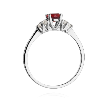 Przejdź do produktu Pierścionek zaręczynowy z białego złota z rubinem i diamentami 0,18ct Fire Of Love
