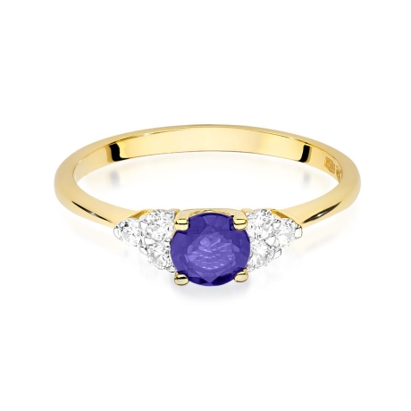 Przejdź do produktu Pierścionek zaręczynowy z żółtego złota z tanzanitem i diamentami 0,18ct Fire Of Love 